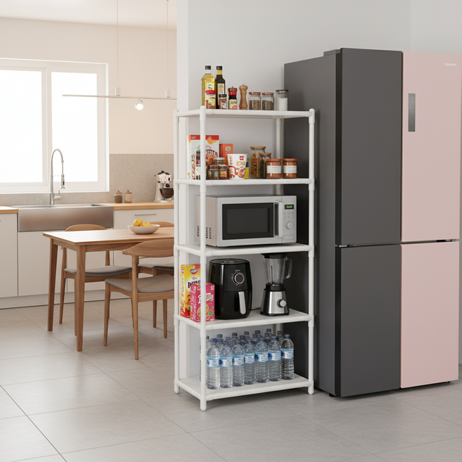 이케아 선반 3단 4단 5단 주방 철제 전자레인 밥솥 세탁실 선반, 화이트