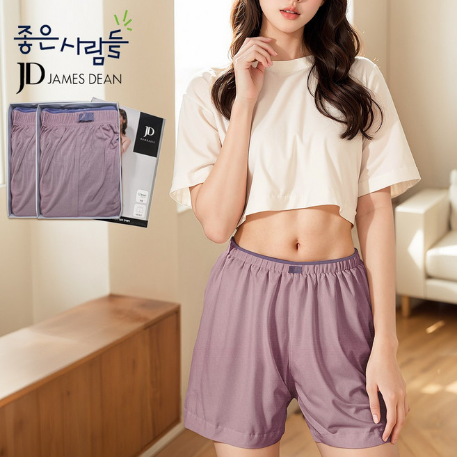 제임스딘 여성용 모달 사각 트렁크 팬티 2매