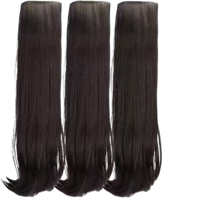 케이엠 C컬 펌스타일 똑딱이 부분가발 3피스, 내추럴블랙, 3개