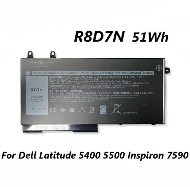 R8D7N 11.4V 51Wh 노트북 배터리 Dell Latitude 5400 Inspiron 7590 2-in-1 Precision 시리즈용