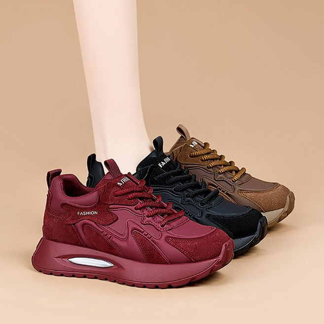 ROYALBELLE 여성 키높이 통굽 두꺼운창 편안한 착화감 데일리 캐주얼 패션 트렌디 운동화 B0090312