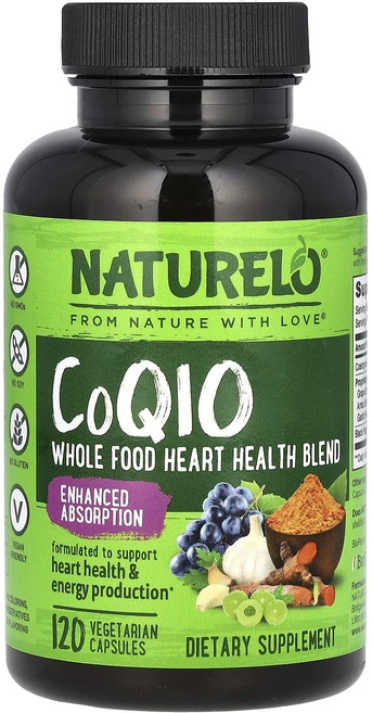 건강챙기세요 NATURELO CoQ10 천연 식품 심장 건강 혼합물 베지 캡슐 120정 백살까지오래오래, NATURELOCoQ10천연식품심장건강혼합물베지캡슐12, 1개 - 쿠팡
