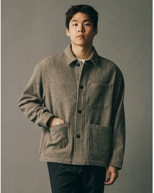 헤지스 그레이 패턴 울 자켓 YMHZJU5F807G2