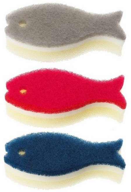 일본 마나 물고기 모던 스펀지 수세미 / K662, 네이비 [K662NV], 3개, 1개