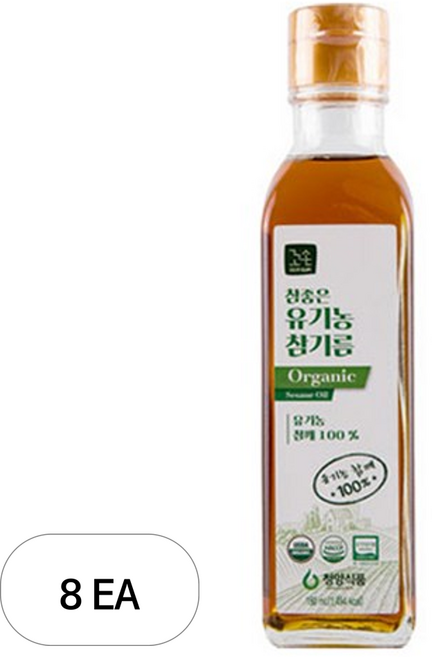 꼬손 청양식품 참좋은 유기농 참기름, 180ml, 8개