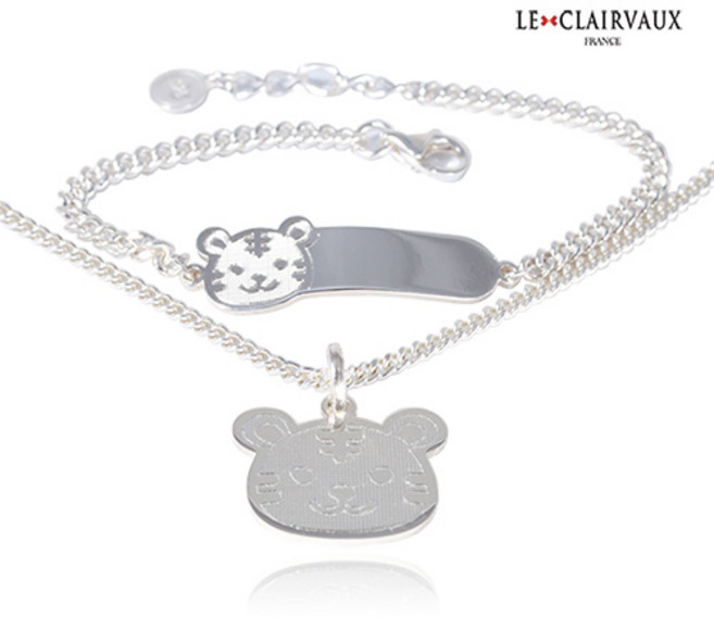 르클레보 아기호랑이2 미아방지 유아동 실버목걸이 팔찌세트/SS9407