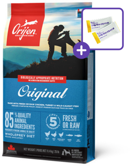 오리젠 강아지 전연령 오리지널 건식사료 + 닥터얼라이브 트리플 액티브 3P, 1개, 11.4kg, 닭