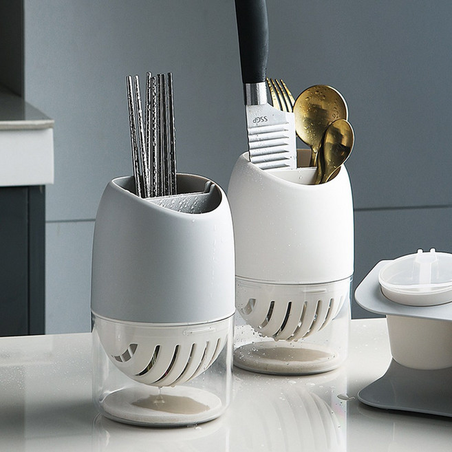 물빠짐 규조토 수저통, 화이트, 2개