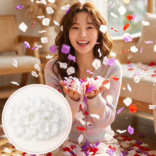 카로히포 웨딩촬영 프로포즈 꽃잎 웨딩 컨페티, 1000개, 화이트