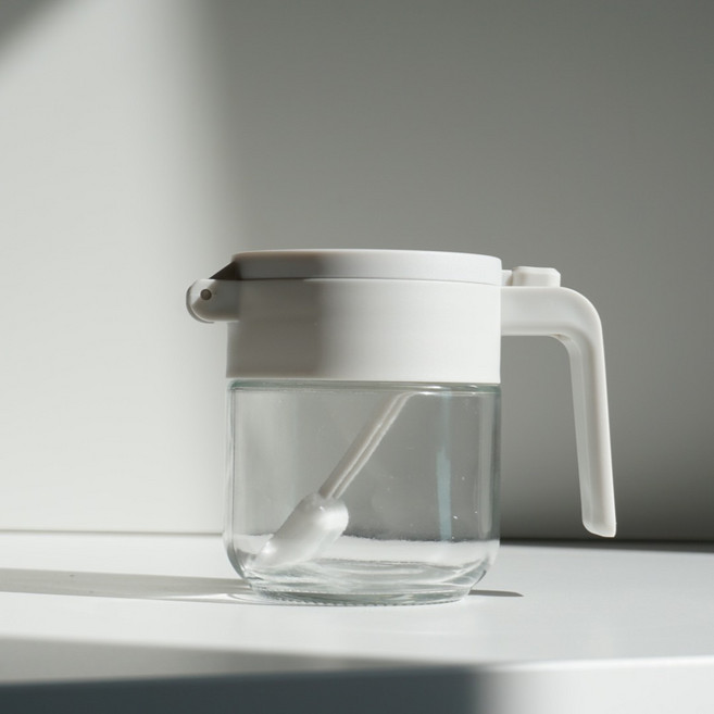 플랜잇 원터치 밀폐 유리 양념통, 양념통+스푼, 1개