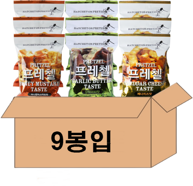 (다파니)프레첼 체다치즈맛+갈릭버터맛+허니향 머스타드맛 세트, 9개