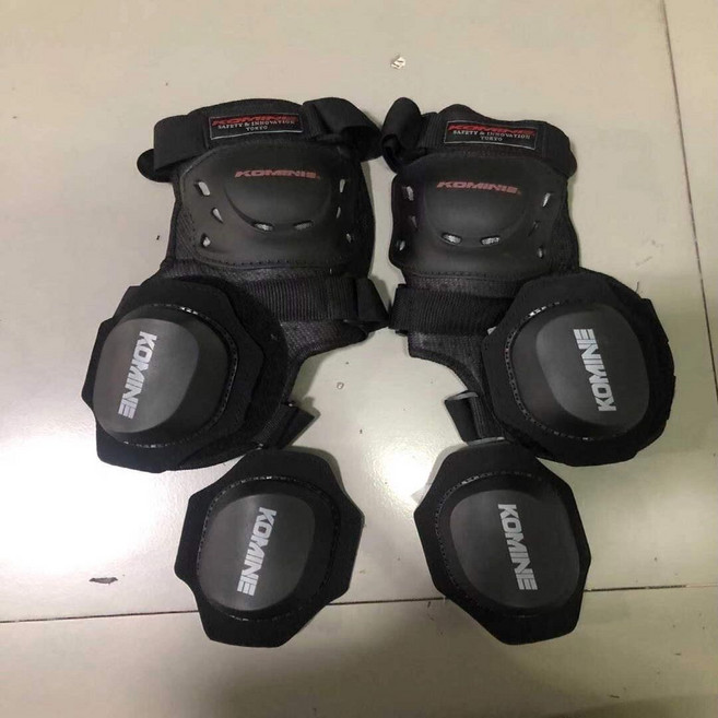 KOMINE 摩托車護膝 護具 賽車 滑行塊, 1個, 護膝+K磨包+K磨包黑色