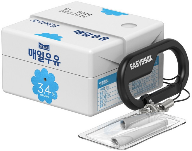 갤럭시 버즈 Fe 버즈2 프로 라이브 매일우유 케이스 ( 카라비너 포함 ), 블루