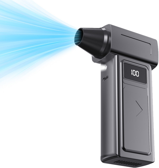 130000RPM 초강력 무선 에어건 차량용 미니 핸디 청소기 2in1 LED 조명 배터리 잔량표시 캠핑 가정 겸용, 블랙