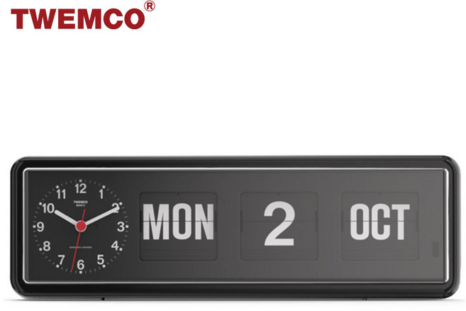 트웸코 BQ-38 퍼페추얼 캘린더 플립 벽시계 탁상시계 겸용, 블랙