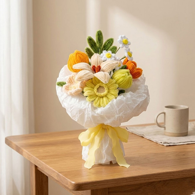 제너럴케이 모루 꽃다발 DIY 만들기 세트 버블 옐로우, 혼합색상, 1세트