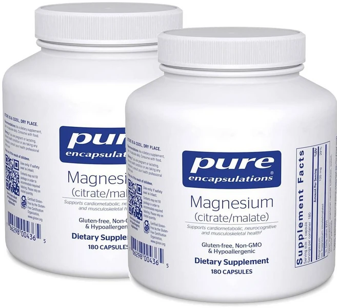 퓨어인캡슐레이션 마그네슘 시트레이트 말레이트 캡슐 Pure Encapsulations Magnesium Citrate Malate, 2개, 180정 - 쿠팡
