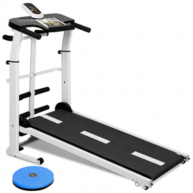 슬림맥스 각도조절 무동력 트레드밀 접이식 러닝머신, 화이트, 각도조절 런닝머신 고급형(튜빙밴드+안전사이드발판)