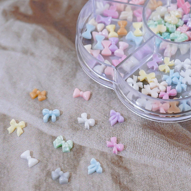 네일스토어 리본 네일파츠 7종세트-26 미니 파스텔 84개입, 1개, 파스텔 믹스