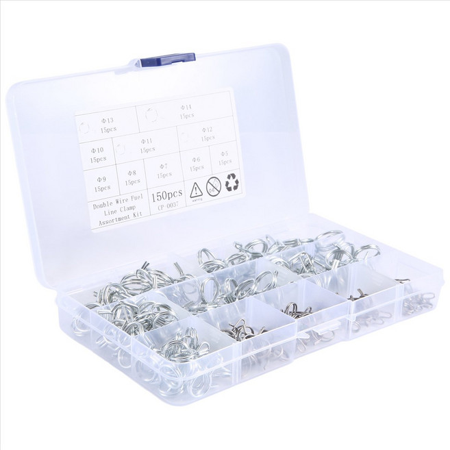 150pcs/세트 스테인레스 스틸 스프링 클립 호스 클램프 패스너 연료 라인 호스 수도관 에어 튜브 자동차 배관 공구, 1개