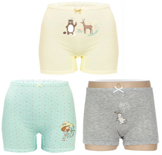 튜링르 수줍은 여자 초등학생 사각 면팬티 3세부터14세 3종1박스