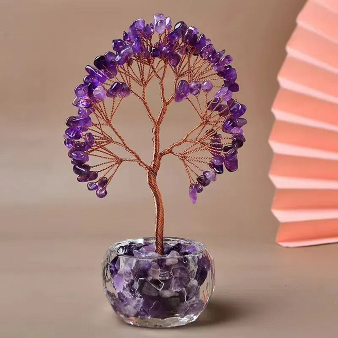 【A&R】發財水晶樹聚寶盆 迷你款, 透明杯紫水晶, 1個