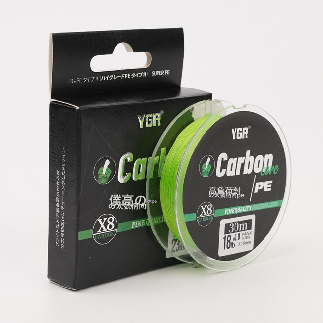 YGR4編8編碳芯沉水線PE漁線切水迅速包芯沉水線耐磨速沉大魚專用, 1個, 8編PE碳芯30米-熒光綠