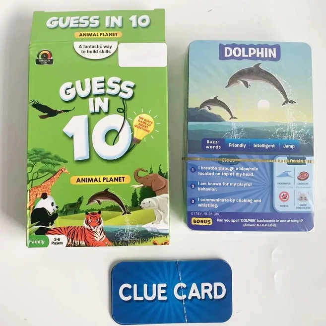 재미있는 동물 테마의 추측 카드 게임 퍼즐 해결에 중점을 둔 흥미로운 가족 파티/생일/할로윈/새해 커뮤니, 01 card