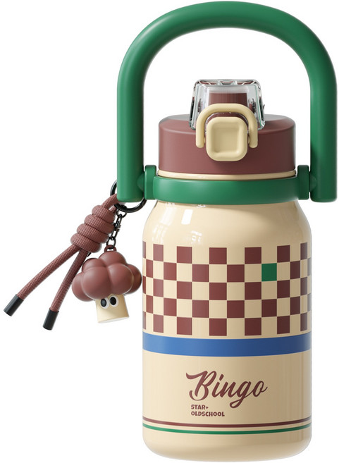 세다가 대용량 도트 텀블러 핸들형 보온보냉 316L 스테인리스 빨대컵, 1개, 1000ml, 옐로