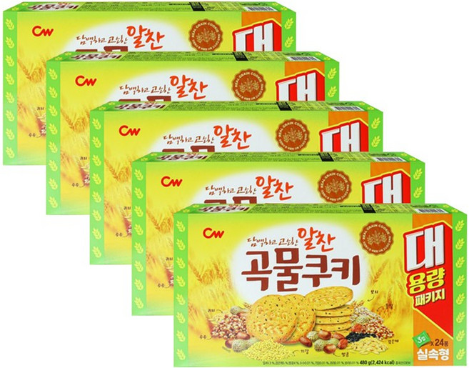 청우 곡물쿠키 대용량패키지, 5개, 480g