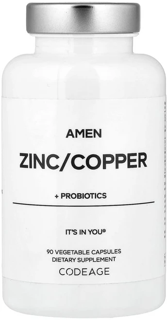 코드에이지 Amen 아연/구리 + 프로바이오틱 베지 캡슐 90정, AGE00870, 1개 - 쿠팡