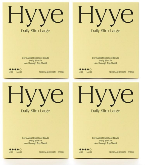 혜 데일리슬림 생리대, 대형, 14개입, 4개