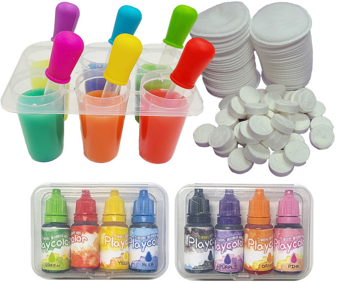 와이엔 8색 물감놀이 스포이드 코인티슈 세트, 1개