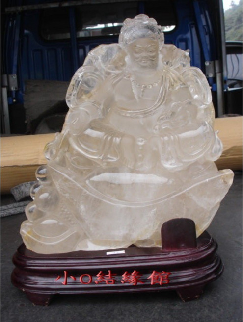 小o結緣館 黃財神雕像 帶皮白水晶