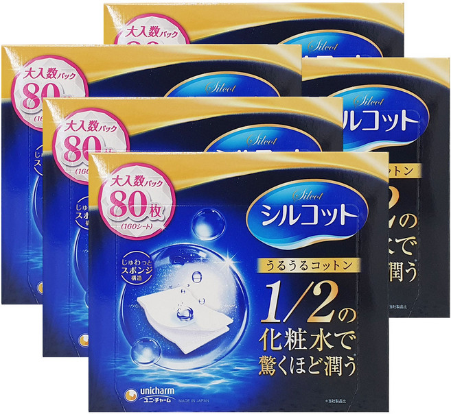시루콧토 우루우루 스펀지 화장솜, 80매입, 5개