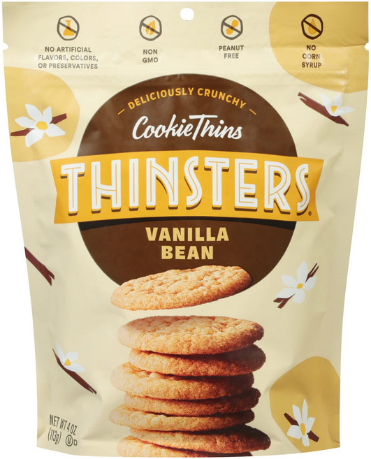 씬스터스 쿠키 바닐라 빈 쿠키 씬 4 온스 팩 Thinsters Cookies Vanilla Bean Cookie Thins 4 oz Pack, 1개, 113.4g
