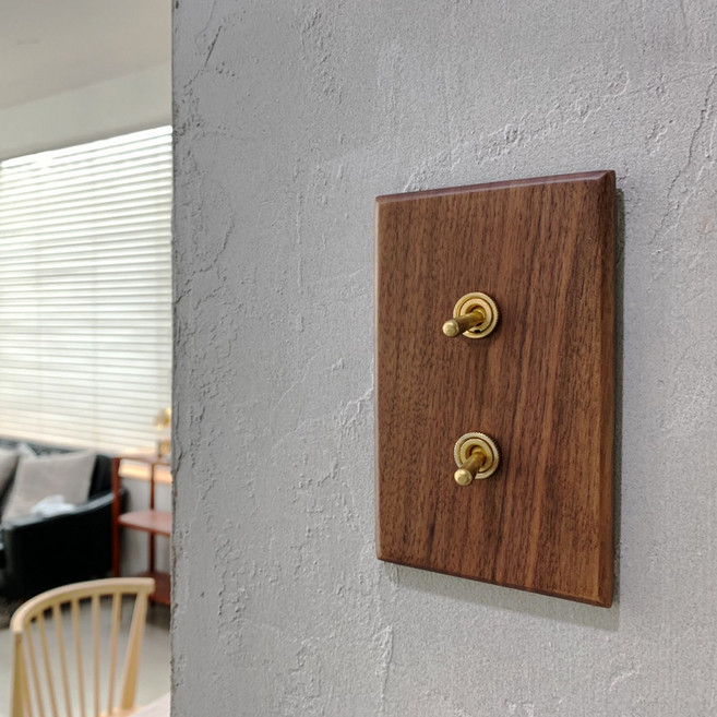 원목 레트로 빈티지 토글 디자인 인테리어 온오프 똑딱이 스위치 콘센트, 토글003, 애쉬, 골드, 1개