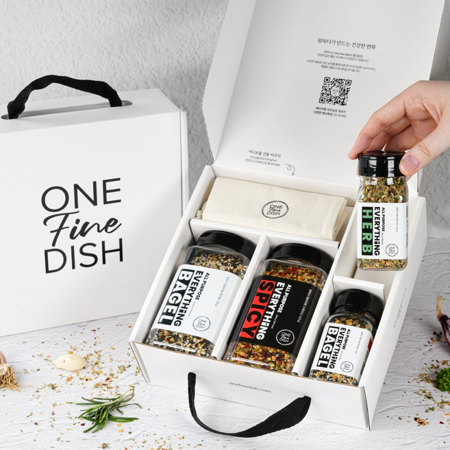 원파디 에브리띵 시즈닝 3종(4입) 프리미엄 선물세트 | 베이글 240g + 스파이시 240g + 베이글 60g + 허브 시즈닝 40g, 1세트
