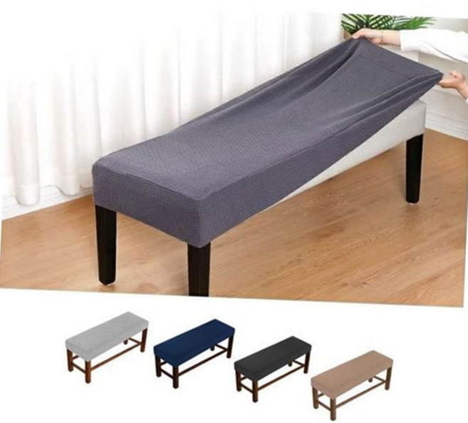 벤치형 식탁 의자 커버 덮개 초간편 리품 130-150cm 방진 피애노 긴의자 와플형, 브라운