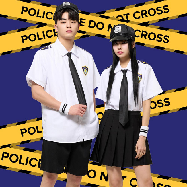 뉴욕 경찰 반티 NYPD 화이트 코스프레 졸사 체육대회 코스튬 할로윈 옷