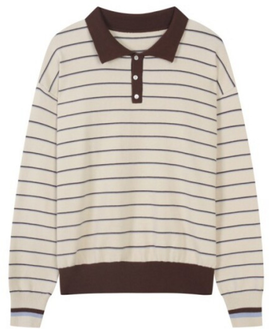 [비키(정가)] [비키] [24 신상] 카라 배색 스트라이프 니트 (TJUCX2943)