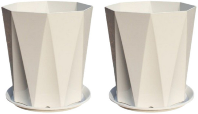 아트위브 심플 가드닝 플라스틱 화분 2p 받침포함, 아이보리, 2개