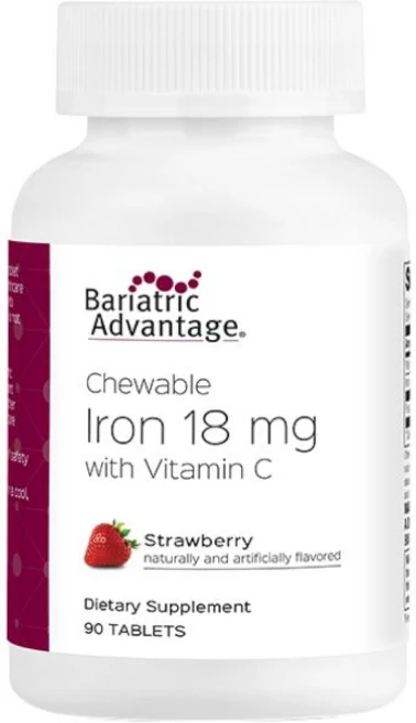 칼슘마그네슘 비타민 C 츄어블이 함유된 비만 어드밴티지 철분 18mg 딸기 90정, 90 Count (Pack of 1), 1개 - 쿠팡