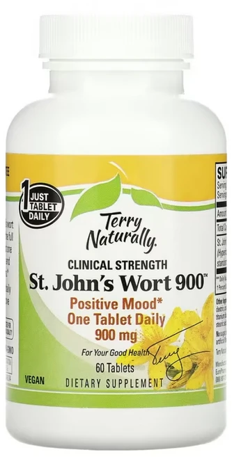 테리네츄럴리 세인트 존스 워트 900 타블렛 글루텐 프리 무설탕 비건, 1개, 60정 - 쿠팡