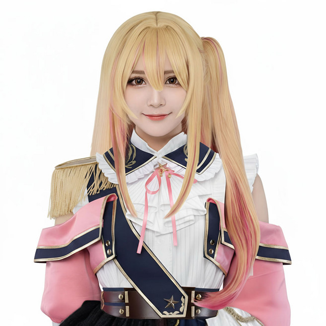 [파티팡] 호시노 루비풍 코스프레 가발 오시풍 아이돌 캐릭터 스타일 파티용 헤어, 1개