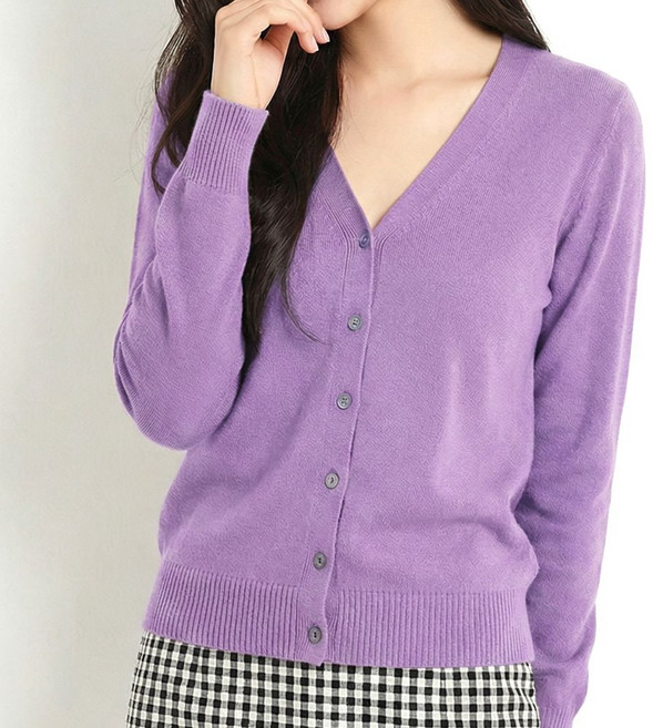 바이로이 소프트터치 여성 모달 브이넥 긴팔 니트 가디건