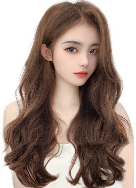 가발위드 붙임머리 엔디롱 웨이브 부분 가발 3피스 세트, 1세트, 라이트브라운50cm