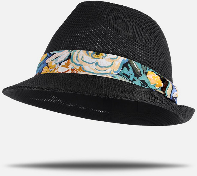 팸드님 국내제작 여름 트로피컬 리본 페도라 모자 밀집 중절모 파나마햇