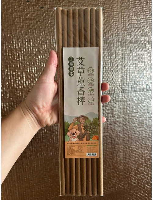 益成檀香 艾草香茅蚊香片 10入組 艾草薰香棒 8入40cm SGS檢驗合格 無戴奧辛, 艾草棒8入（40cm)