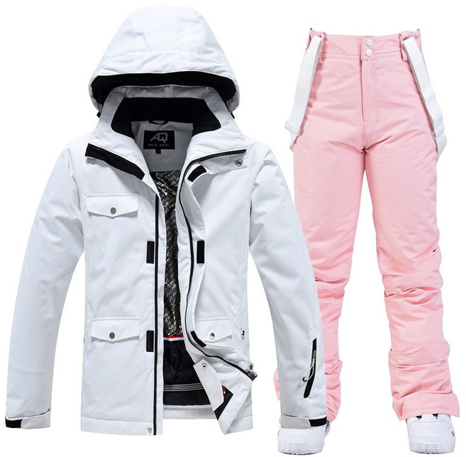 이지로지엑스 남여 스키복 겨울 아웃도어 스노우보드 스키복세트, 흰색-분홍, 1개
